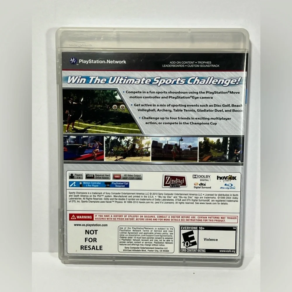 Sony PlayStation 3 Sports Champions PS3 Video Game Manual NO Move Controller